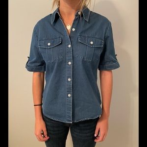 Talbots’s Button Down Short Sleeve Blue Shirt Size - Petite
